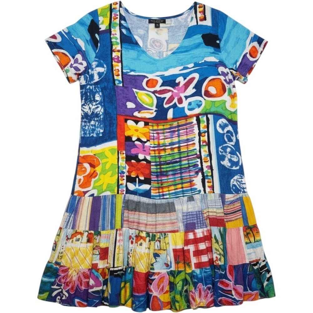 Jams World Multicolor Patchwork Mini Dress - Blue Dominant